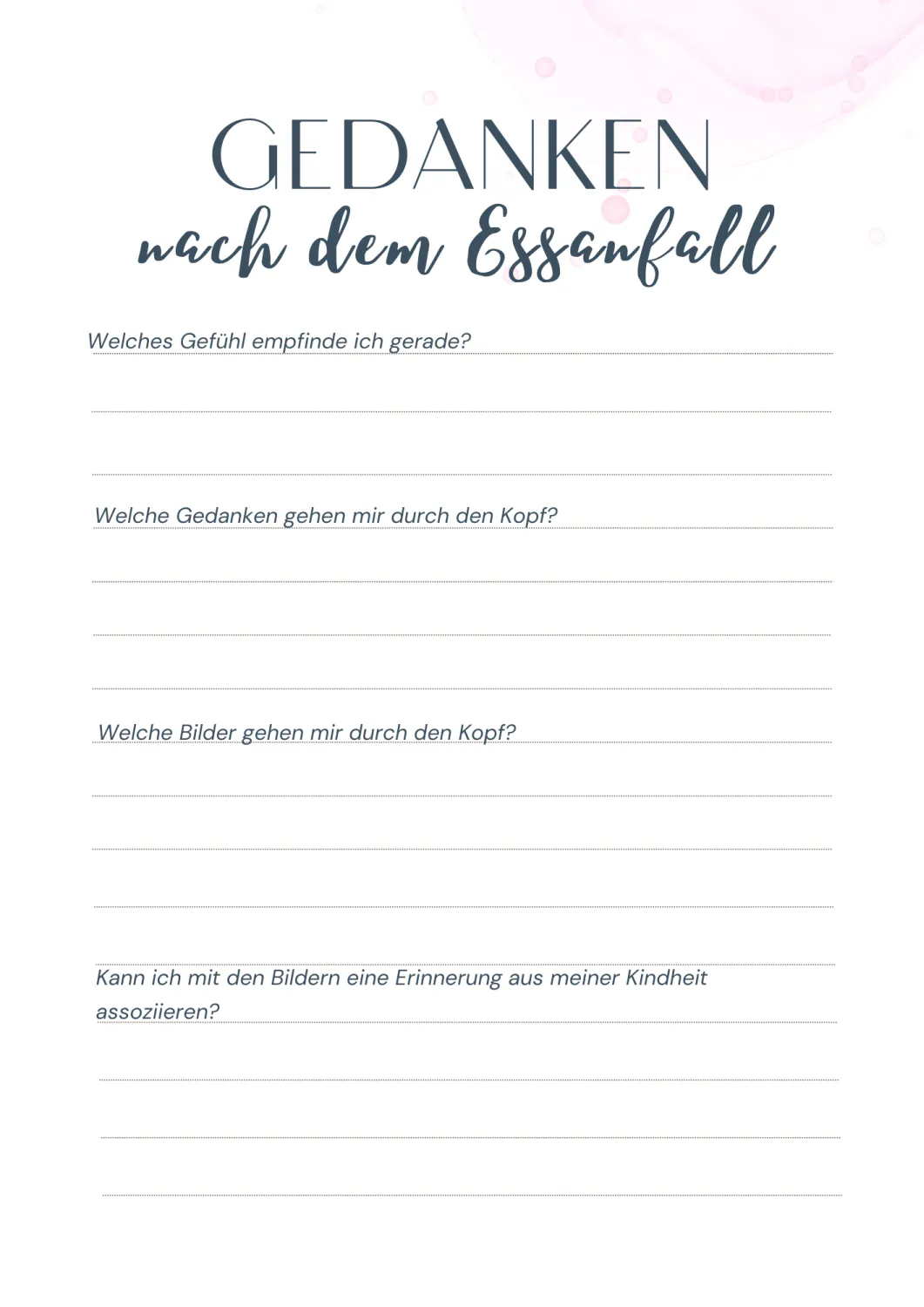 Workbook_Checklist Gefühle von Stephanie Fernandez, Ernährungsberatung