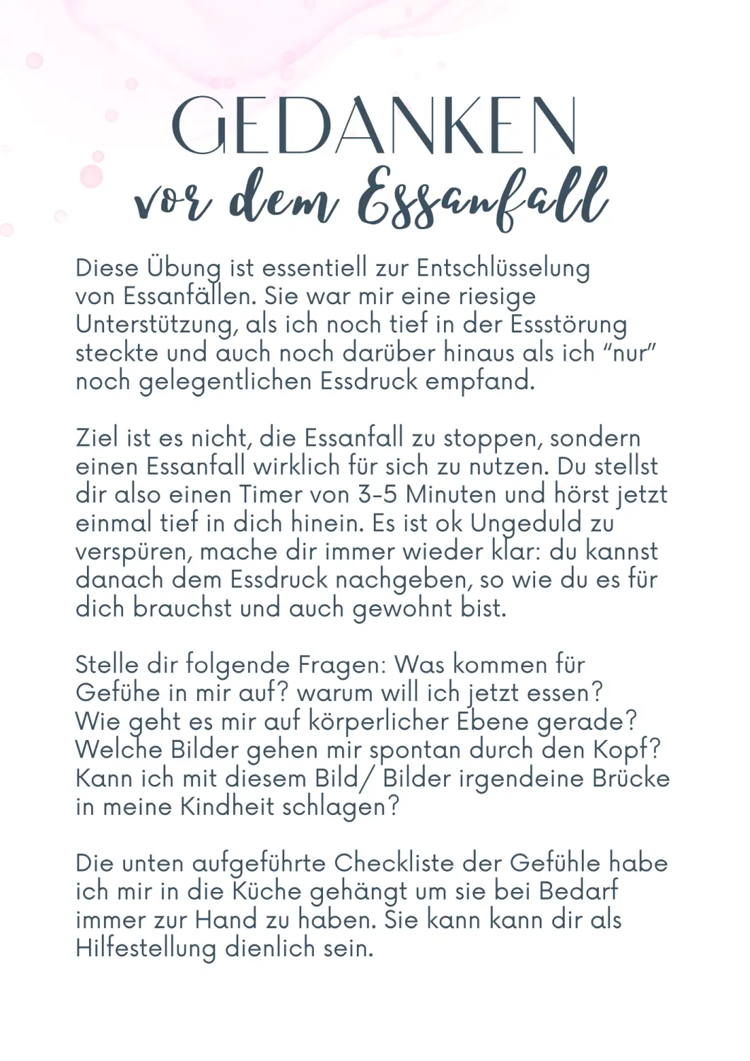 Workbook_Checklist Gefühle von Stephanie Fernandez, Ernährungsberatung
